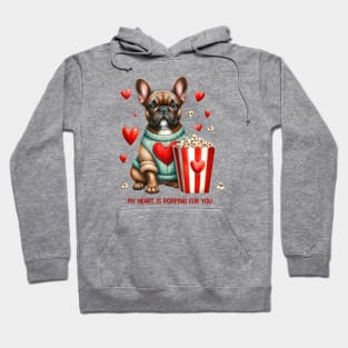 Cute French Bulldog Valentines Day heart and popcorn design Hoodie